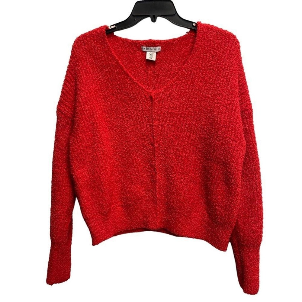 Sincerely Jules Eyelash Knit Oversize Sweater Women's Size XSmall Red